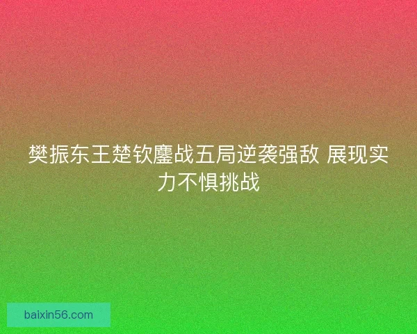 樊振东王楚钦鏖战五局逆袭强敌 展现实力不惧挑战